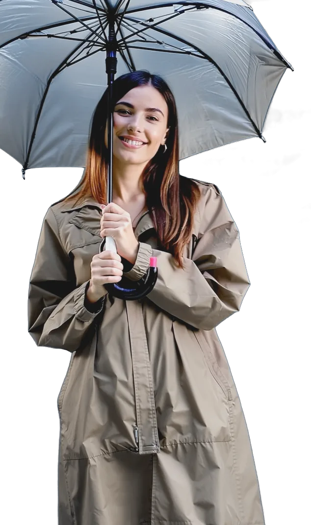 Meleg ruhát esernyővel