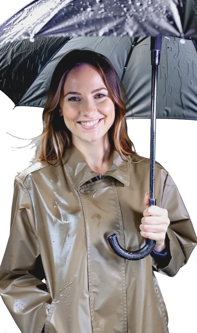 Meleg, réteges őszi ruhát esernyővel
