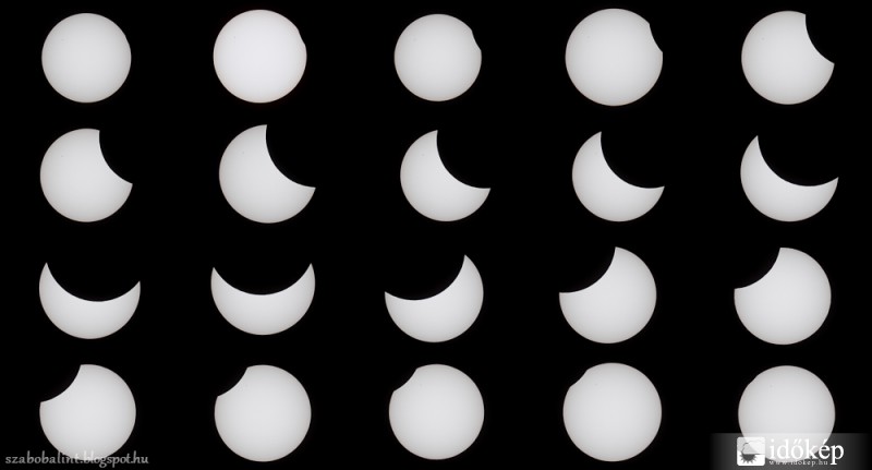 Montázs Szegedről a részleges napfogyatkozásról