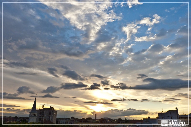 Orosházi naplemente a templomtoronyból