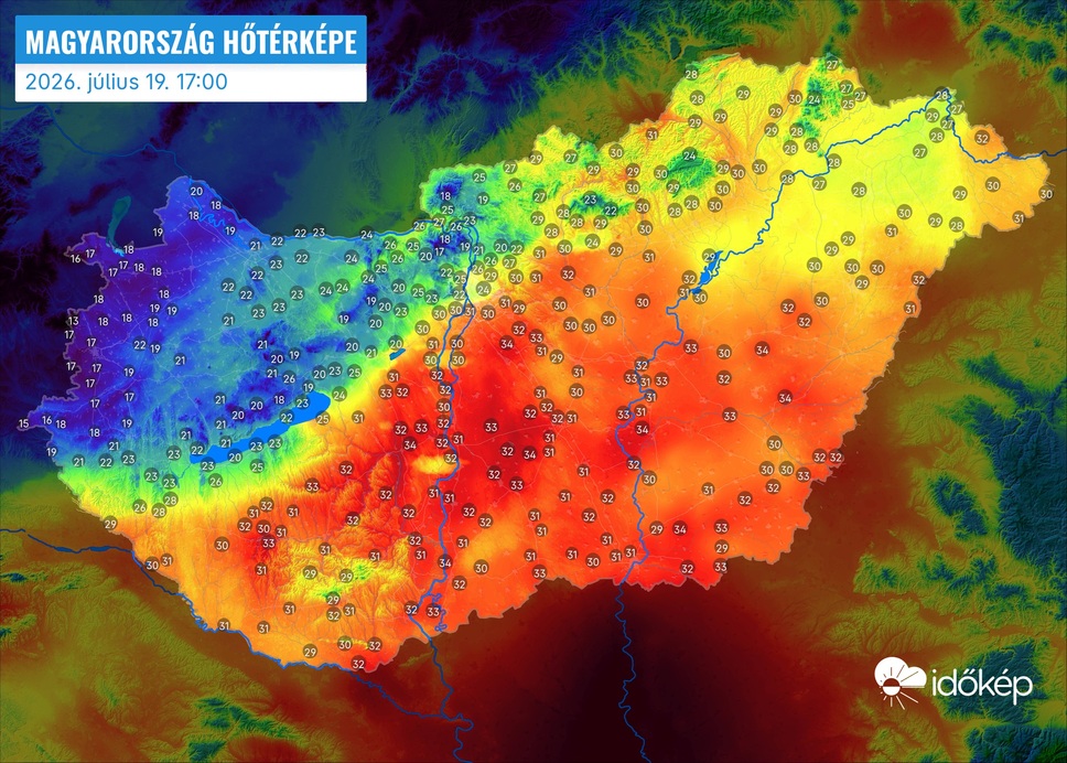 A hidegfront vonala a hőtérképen
