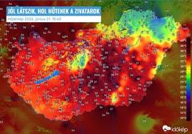 Jól látszik, hol hűtenek a zivatarok