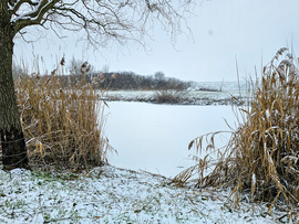 Kihűlt üres horgászhelyek partján