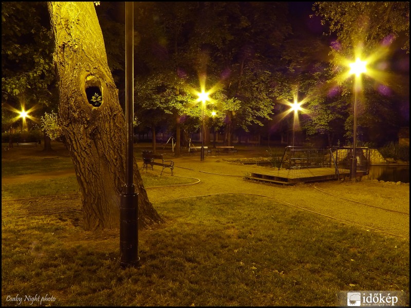 Petőfi park-i éjszaka Makón.