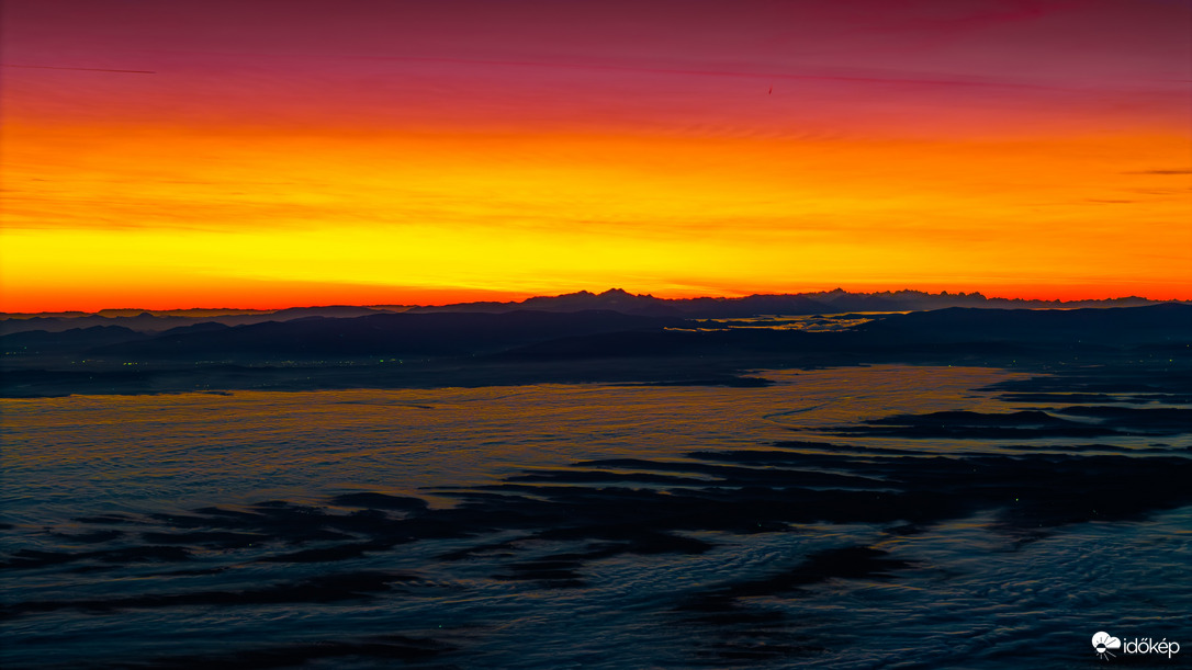 Ködtenger, Alpok, Napnyugta