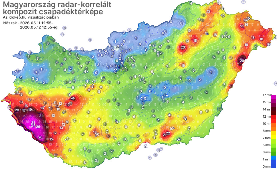 24 órás csapadéktérkép