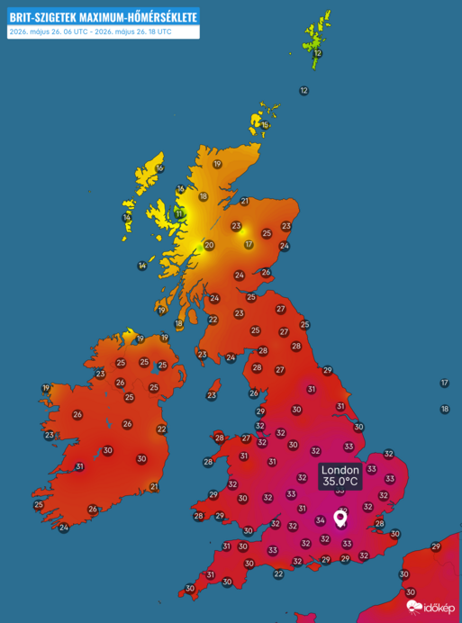 35 fokot mértek Londonban