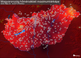 Pünkösdhétfői csúcshőmérsékleti értékek