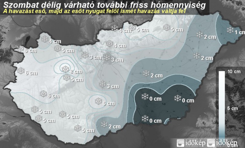 Szombat délig várható további friss hómennyiség