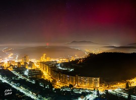 Sarki fény Salgótarján égboltján