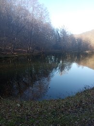 Visegrád melletti tó február eleji napfényben 