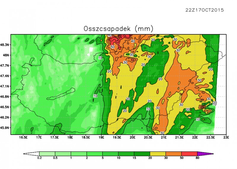 Összcsapadék 2015. október 17.