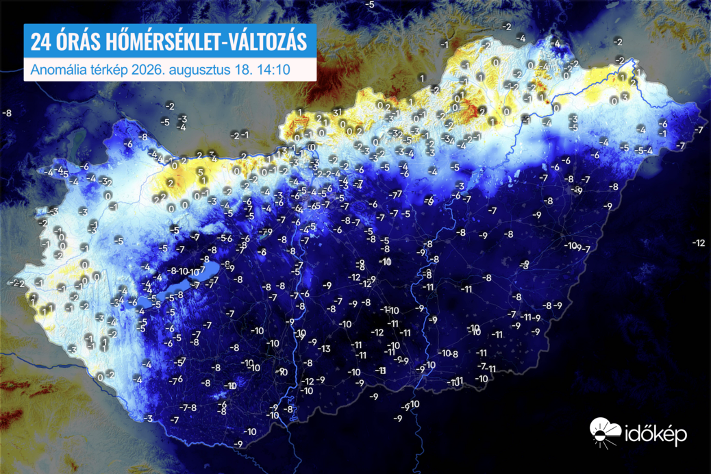 24 órás hőmérséklet-változás