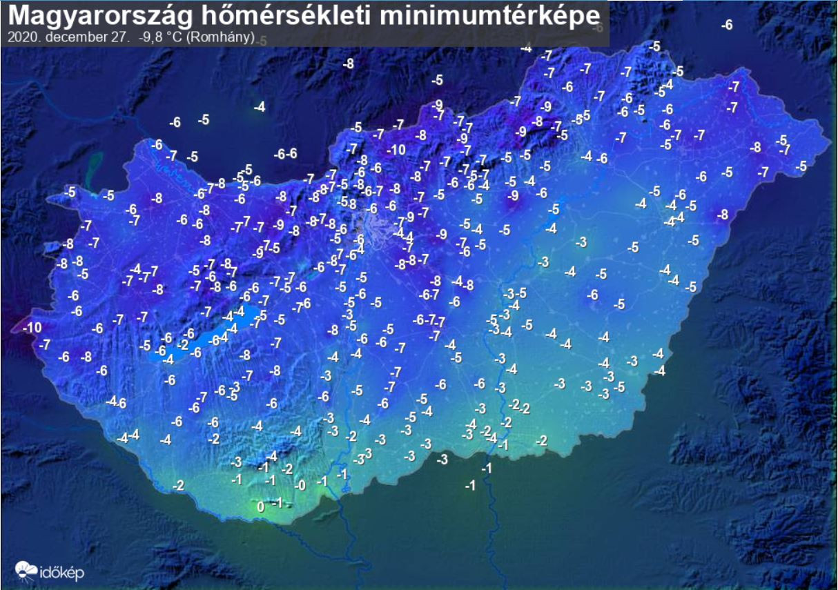 Minimum-hőmérséklet 2020.12.27.
