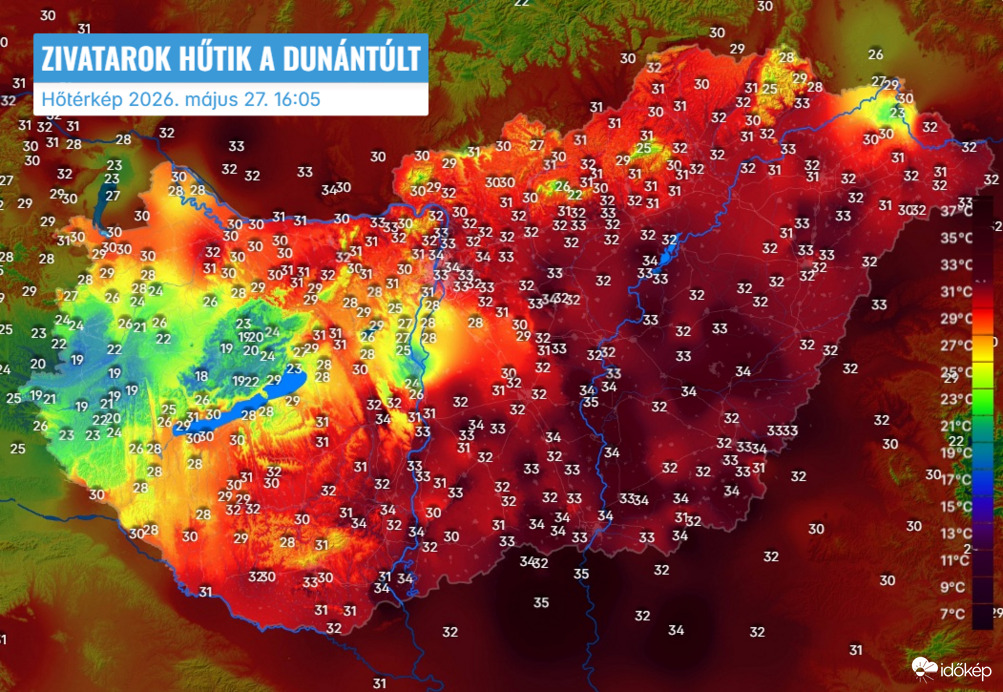 Zivatarok hűtik a Dunántúlt