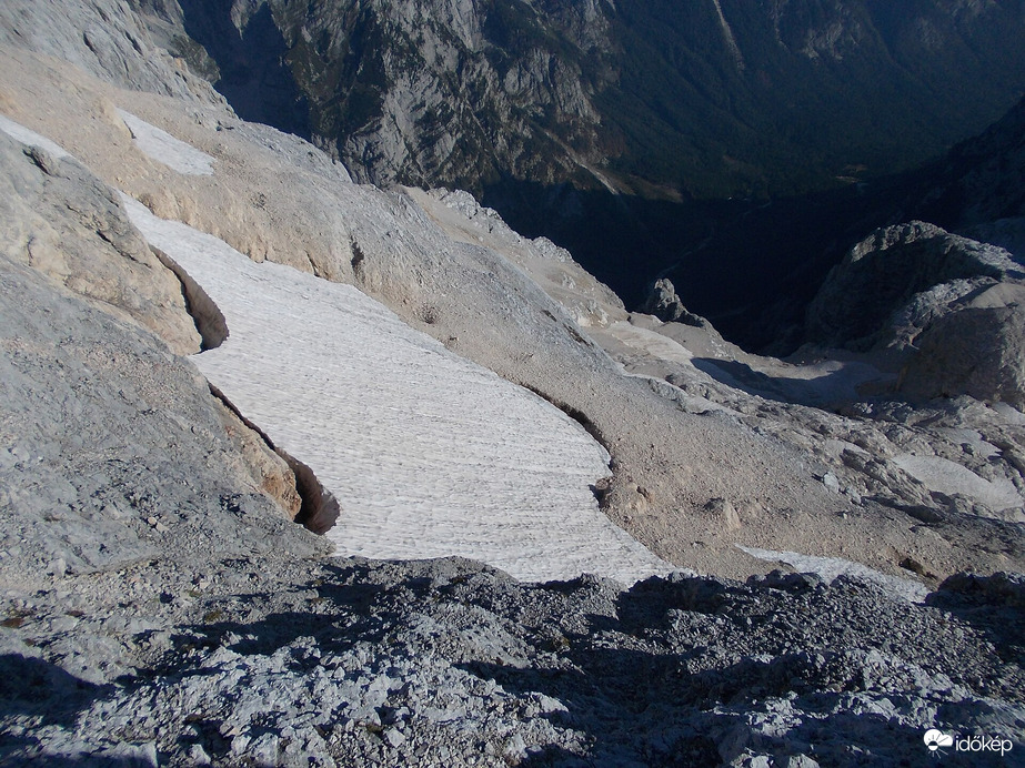 A Triglav gleccser maradványa 2018-ban