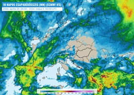 A következő 10 nap várható csapadékösszege