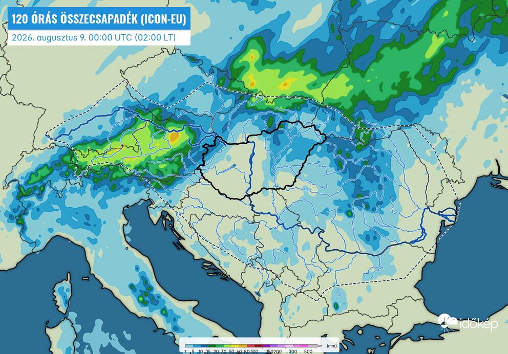 Várható csapadékösszeg a következő 5 napban