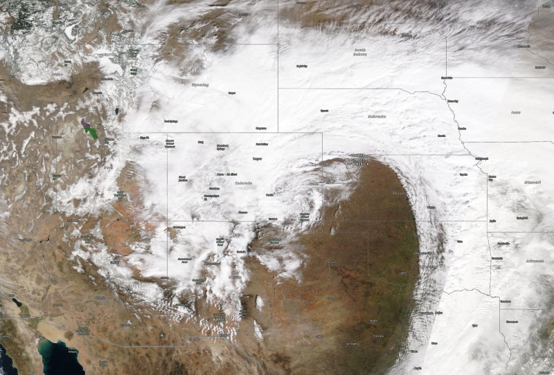 A Colorado-ra lecsapó hóvihar a NASA vasárnapi műholdfelvételén