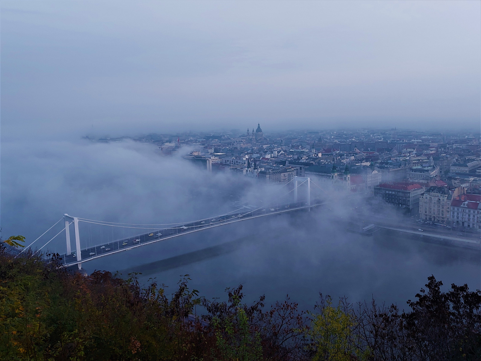 Pirkadat és ködfolyam a Dunán