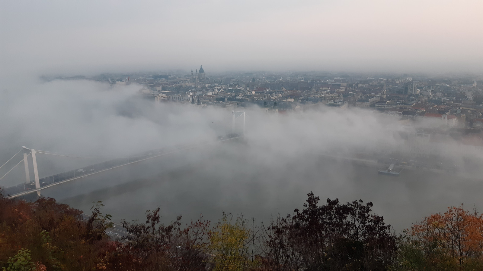 Pirkadat és ködfolyam a Dunán