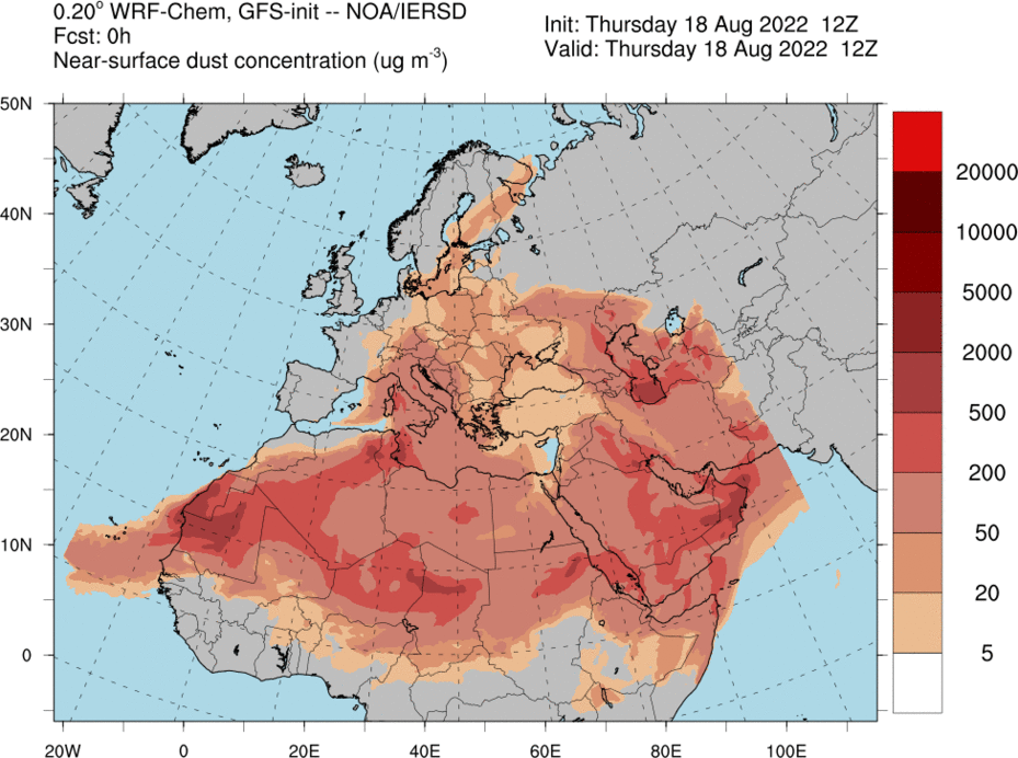 Légköri por koncentráció előrejelzés
