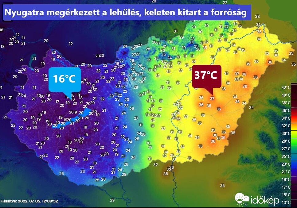 Nyugatra megérkezett a hidegfront