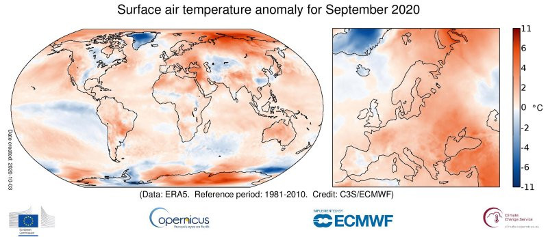 Rekord meleg szeptember (CCCS/ECMWF)