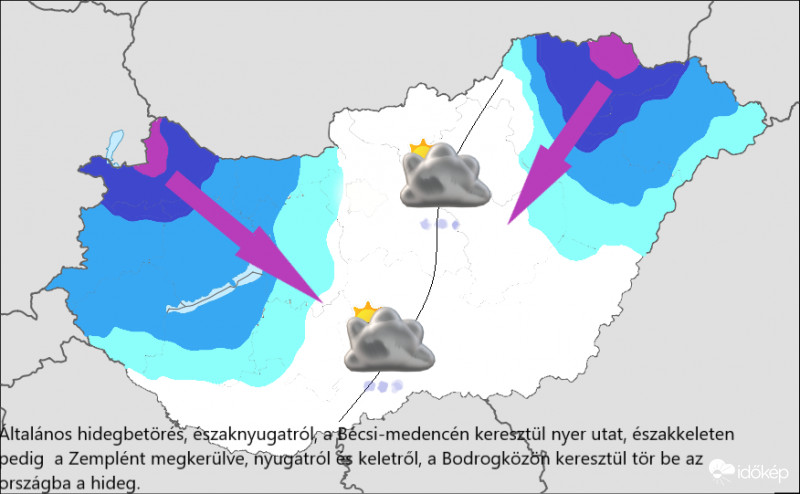 Általános (gyengébb) hidegbetörés, konvergencia zónával