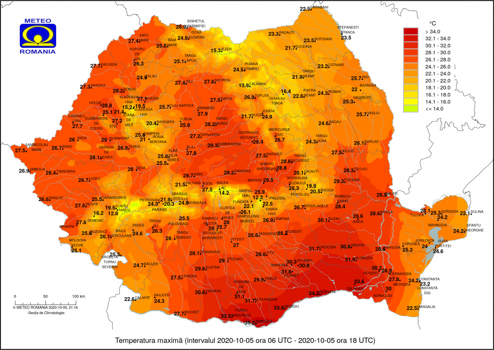 Októberi forróság - Az ország déli felén nagy területen 30°C felett alakult a maximum, egy-két helyen a 33°C-ot is meghaladta, sőt összejött a forró nap is!