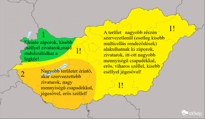 Zivatarok nagy mennyiségű csapadékkal