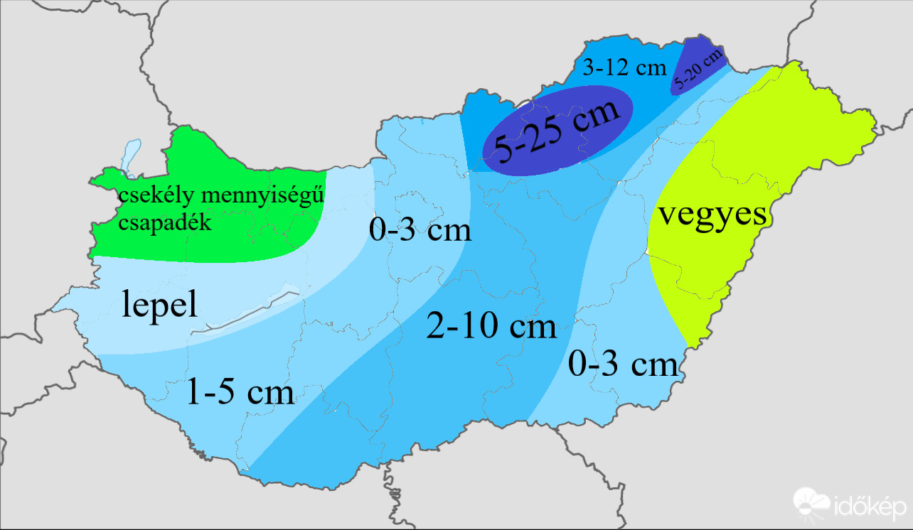 A hegyekben nagyobb mennyiségű hó