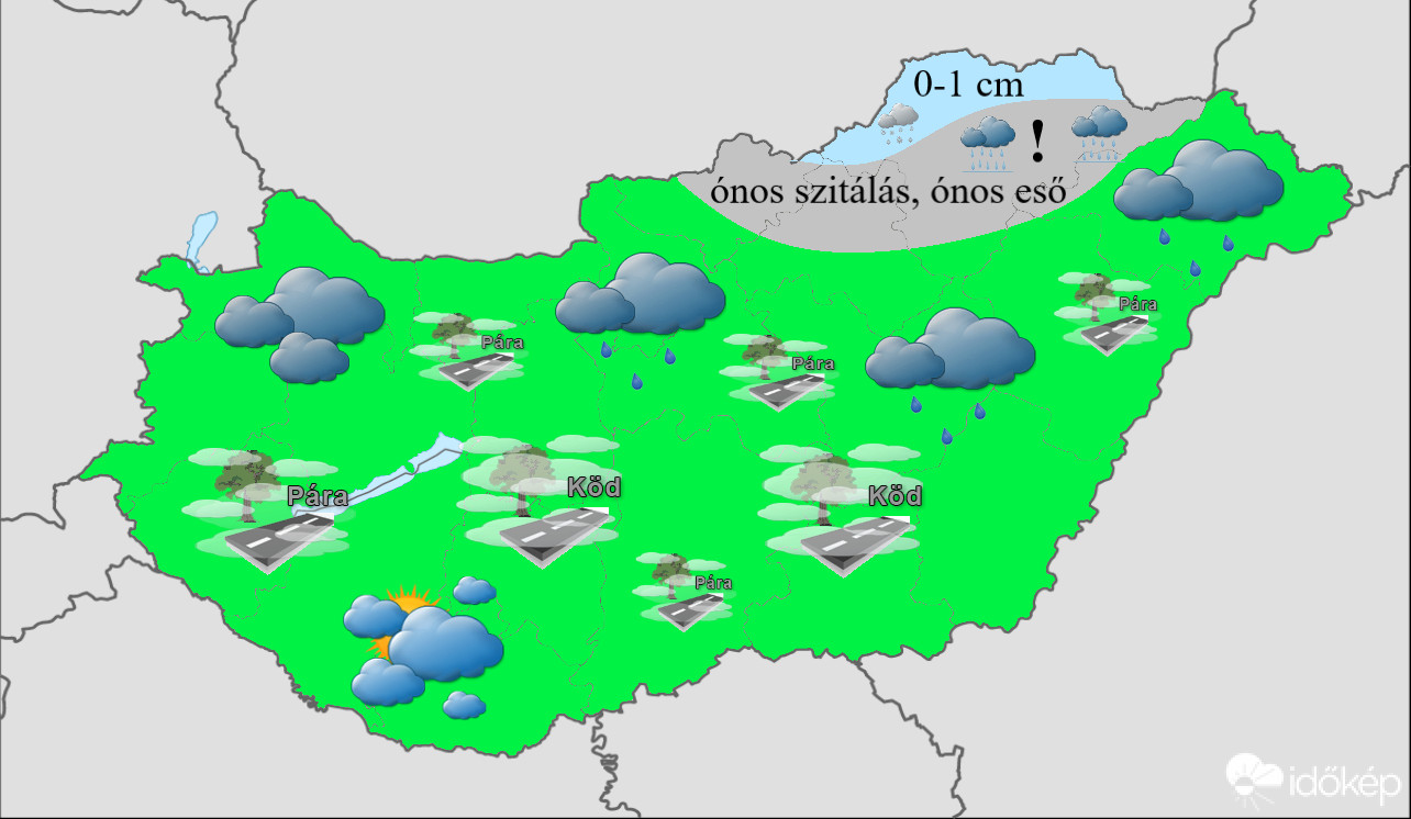 Hidegbeszivárgás ónos esővel, kisebb havazással az Északi-középhegység térségében